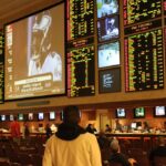 A man standing in a sportsbook in Las Vegas